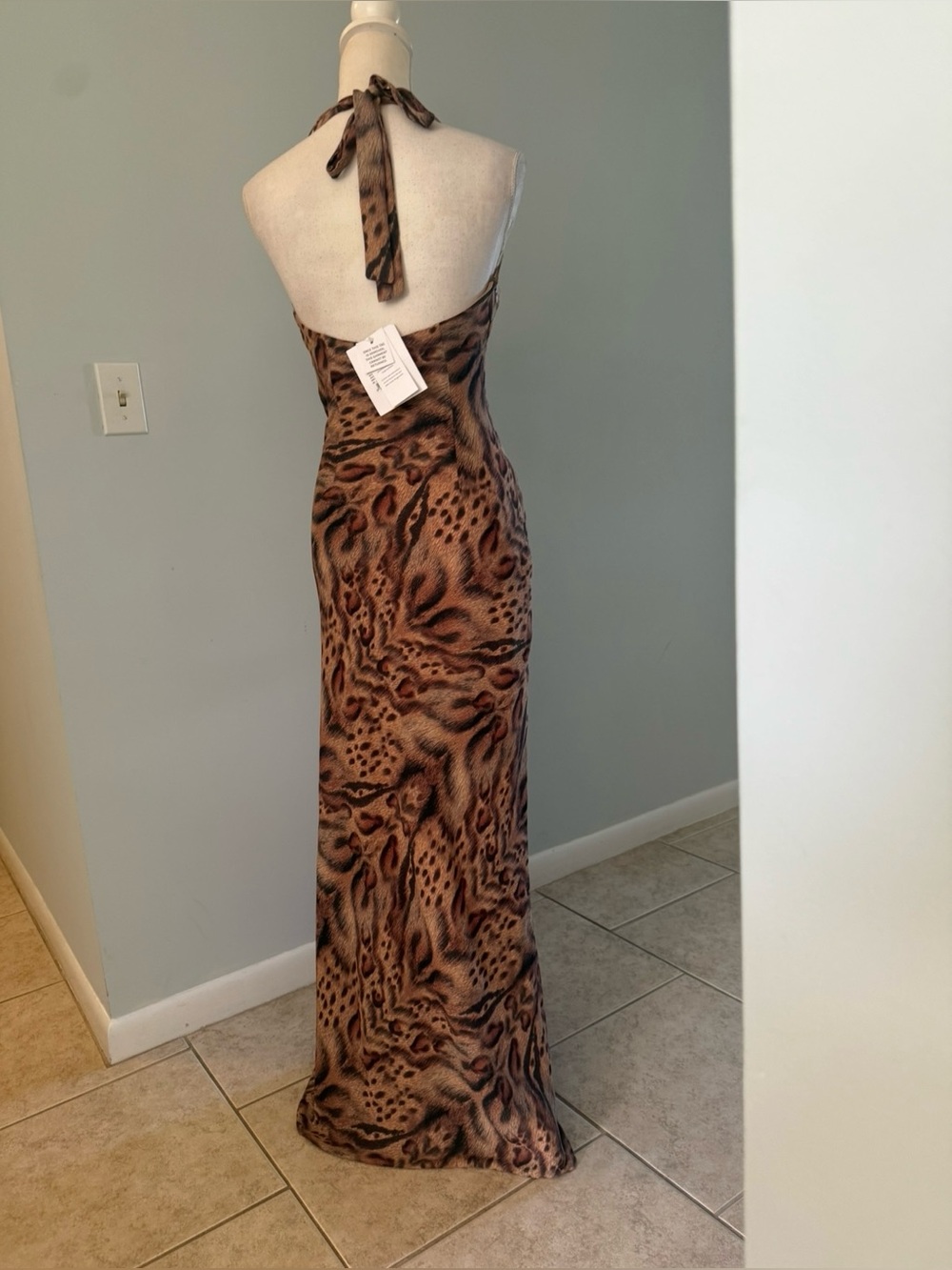 Brown and Gold Halter Maxi Dress - Picture 7 of 16